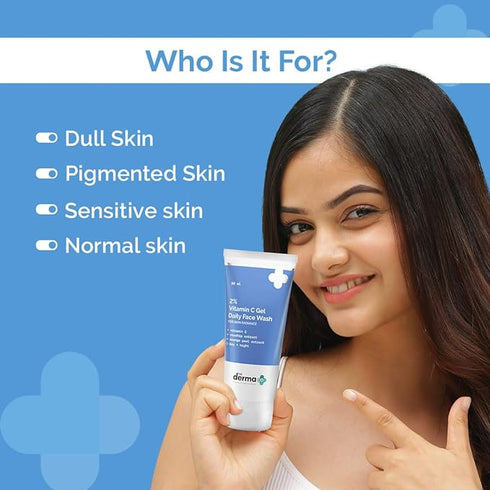 The Derma co 2% Vitamin C Gel Daily Face Wash with Vitamin C, Rosehip & Orange Peel Extract for Glowing Skin